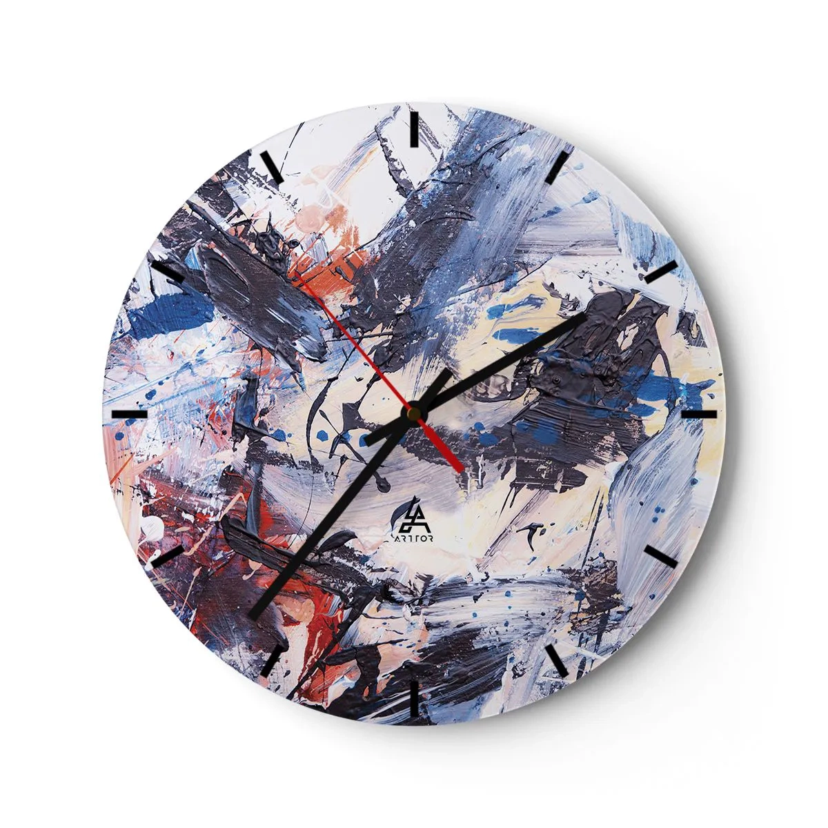 Wall clock - Clock on glass - Crazy Dance of Abstraction - 40x40 cm