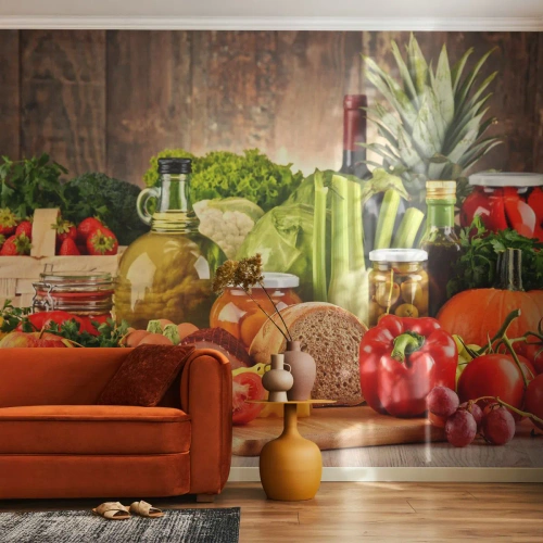 Photo Wallpaper Premium Canvas - Smoked, Baked, Marinated - Gastronomy, Vegetables, Fruit - 350x256 cm