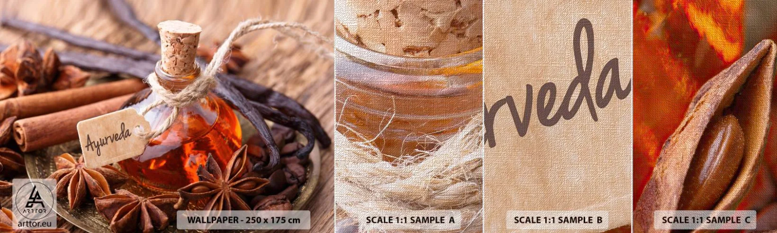 Photo Wallpaper Sample Premium Canvas - Unity of Body and Spirit - Cinnamon, Anise, Vanilla - 100x30 cm