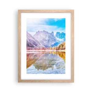 Poster in light oak frame - It's Autumn in the Mountains - 30x40 cm