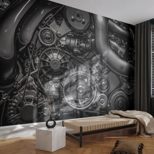 Self-Adhesive Photo Wallpaper Deluxe Sticker - Poetry of Mechanics - Engine, Mechanic, Metal - 250x175 cm