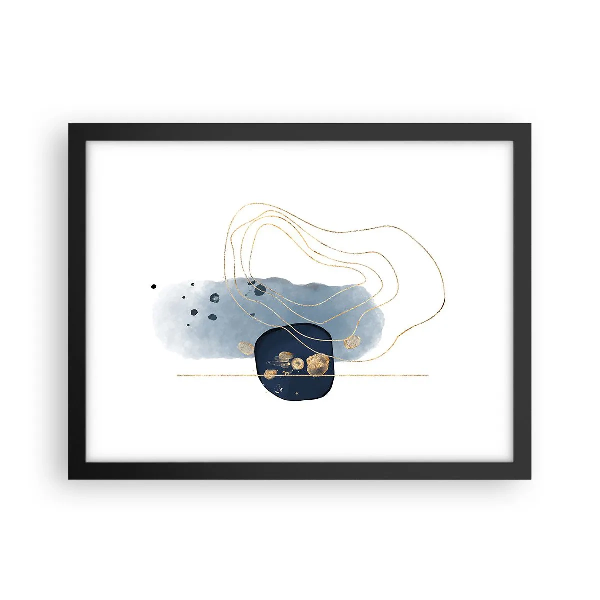 Poster in black frame - Blue and Gold Fantasy - 40x30 cm