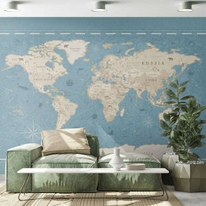 Photo Wallpaper Premium Canvas - World Within Your Fingertips - World map, Vintage, Grunge - 250x175 cm