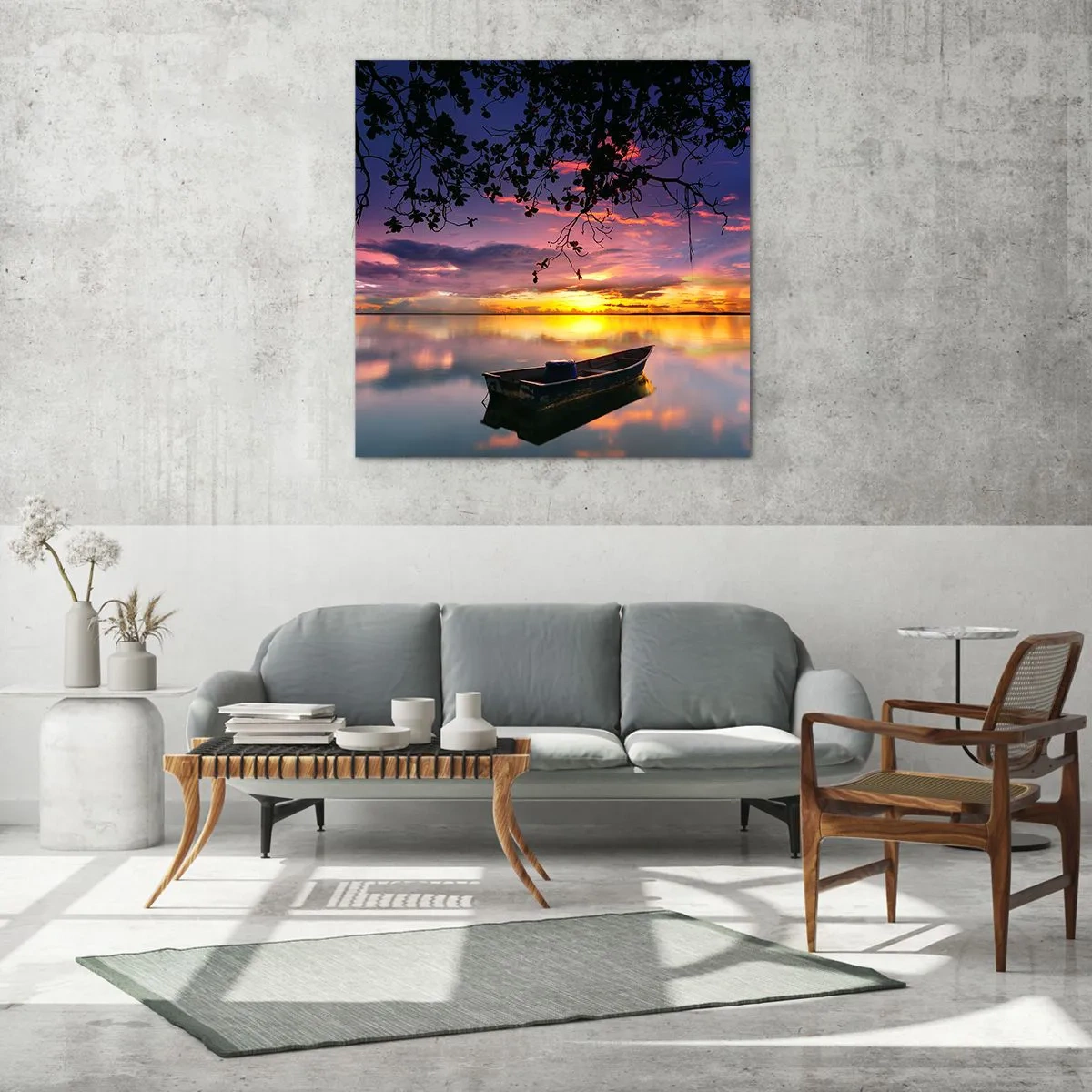 Glass picture - Serenity of the Lake - 70x70 cm