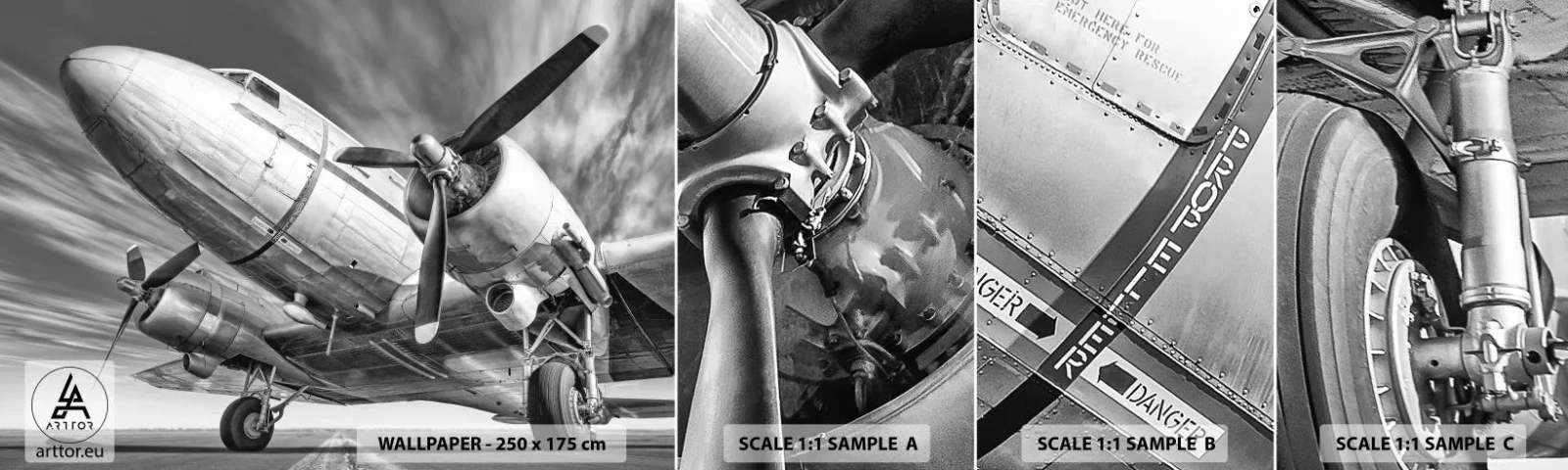 Photo Wallpaper Sample Self-Adhesive Deluxe Sticker - Always Ready to Fly - Plane, Retro, Aircraft - 100x30 cm