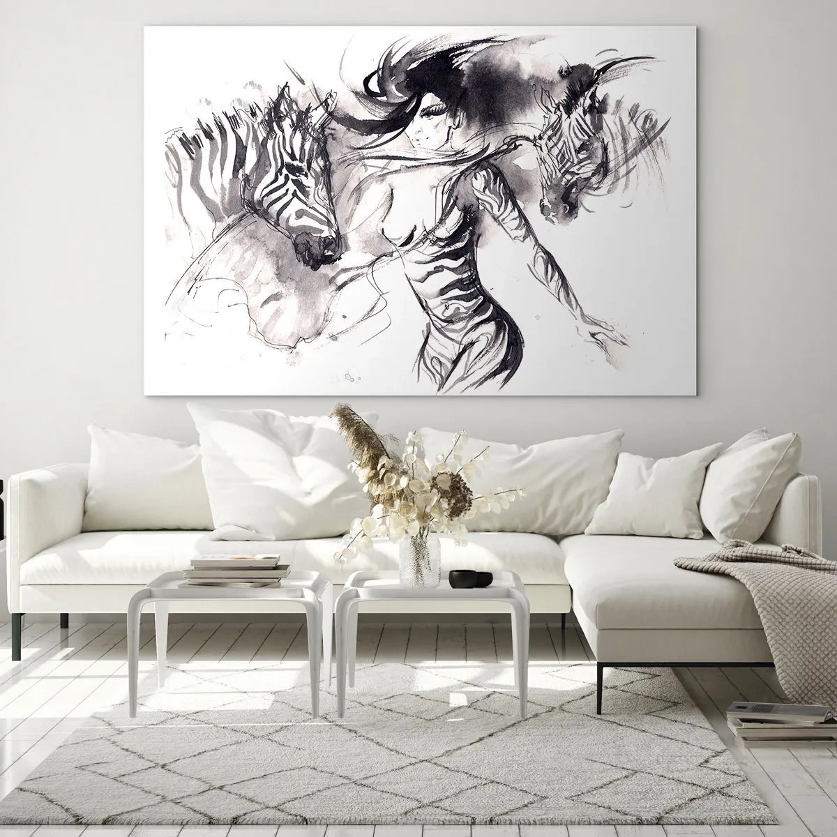 Glass picture - Dancing With Zebras - 120x80 cm