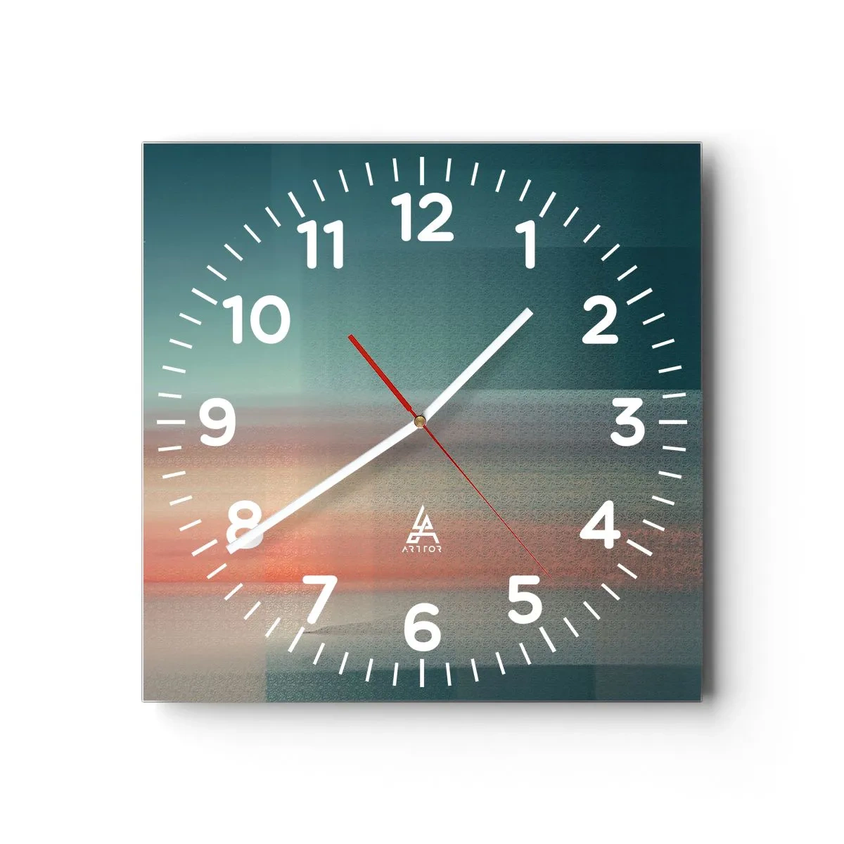 Wall clock - Clock on glass - Abstract: Light Waves - 40x40 cm