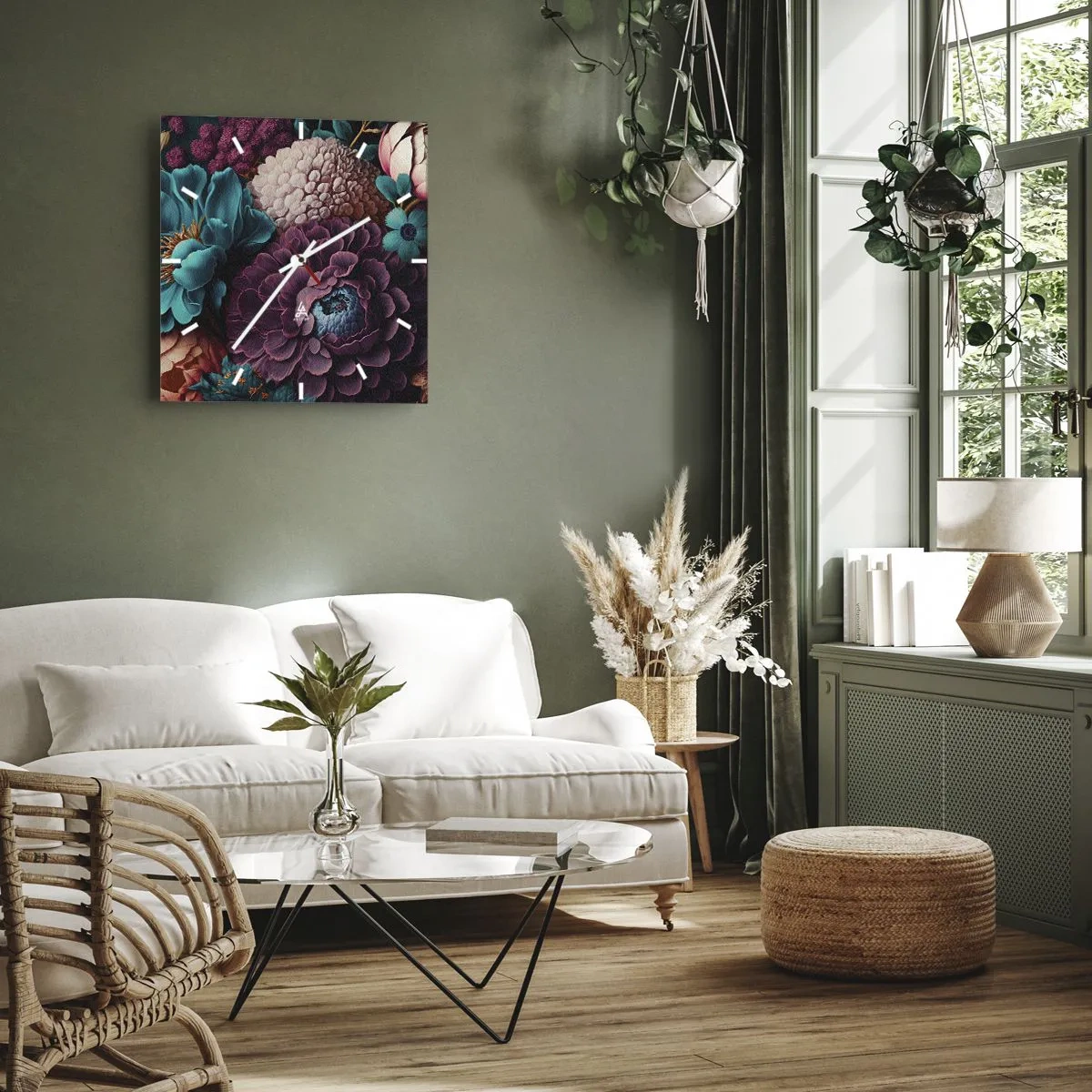 Wall clock - Clock on glass - Rich Nature - 30x30 cm