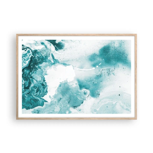 Poster in light oak frame - Lakes of Blue - 100x70 cm