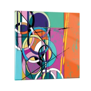 Glass picture - Wheels Go Round and Round - 30x30 cm