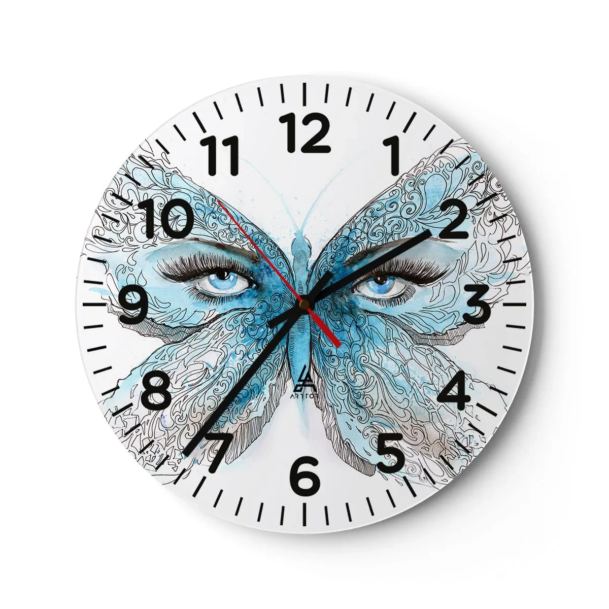 Wall clock - Clock on glass - Eros Praying Mantis - 30x30 cm