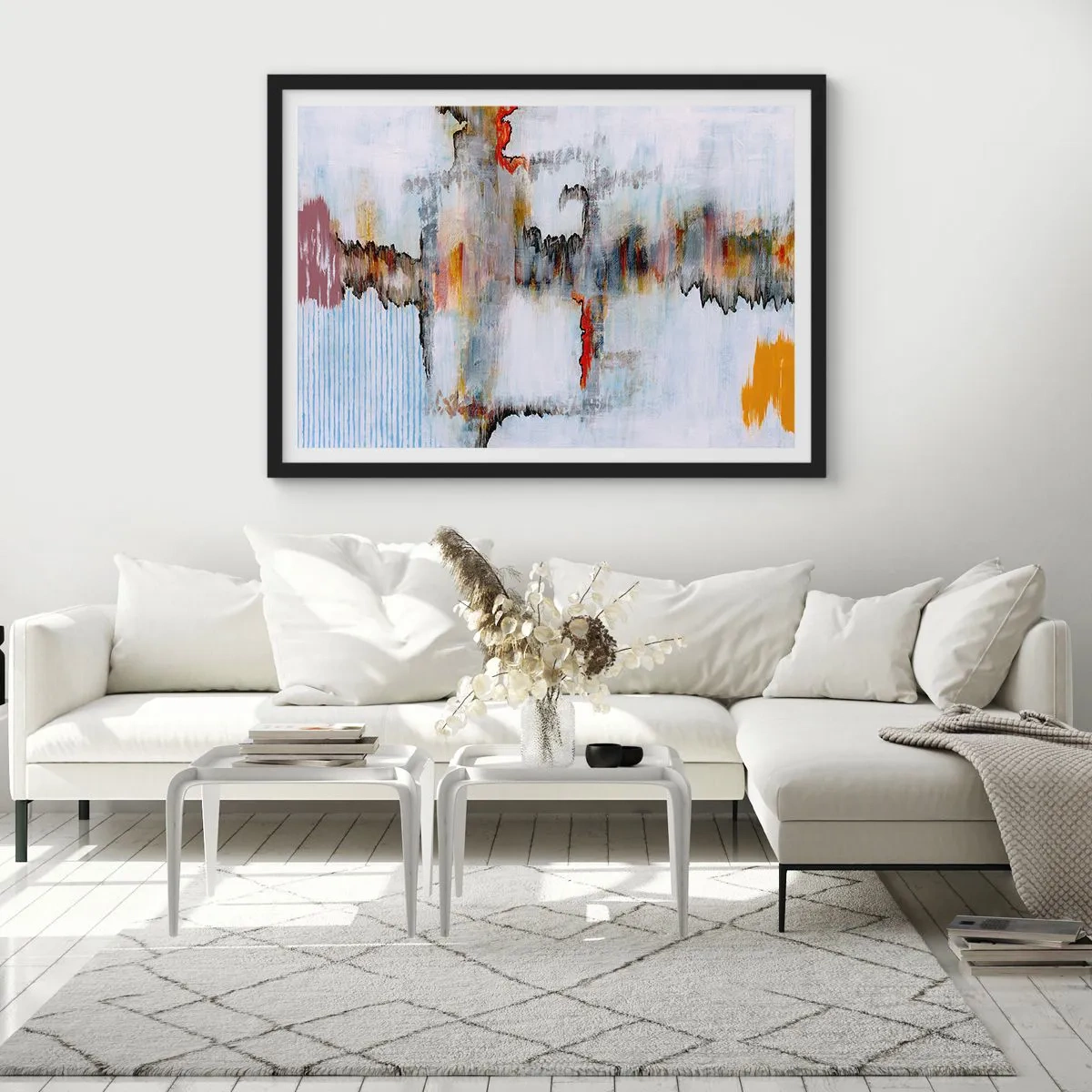 Poster in black frame - With a Stick on Water - 50x40 cm