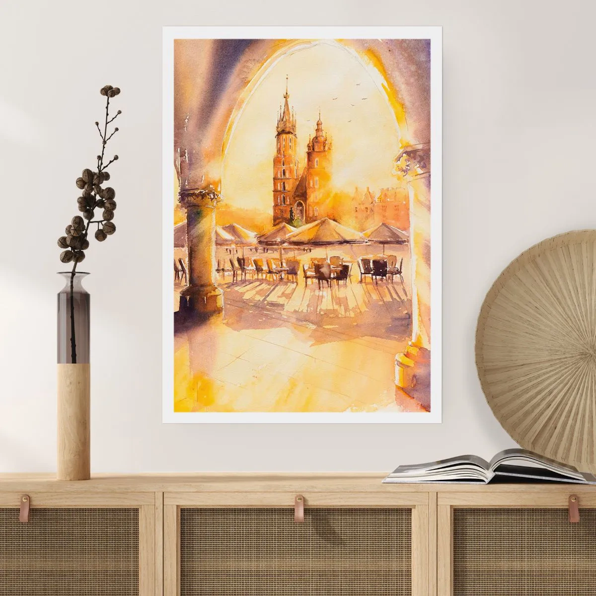 Poster - Sunrise over a Crocow Market - 50x70 cm