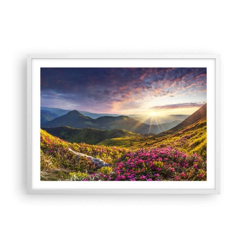 Poster in white frmae - Freshness of Mountain Morning - 70x50 cm