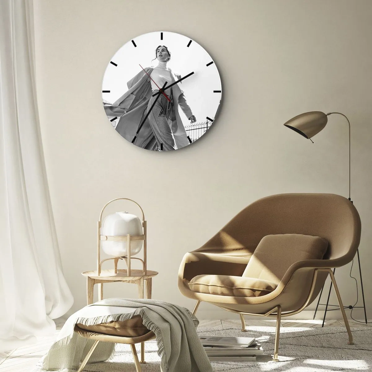Wall clock - Clock on glass - Are You Coming With Me? - 40x40 cm