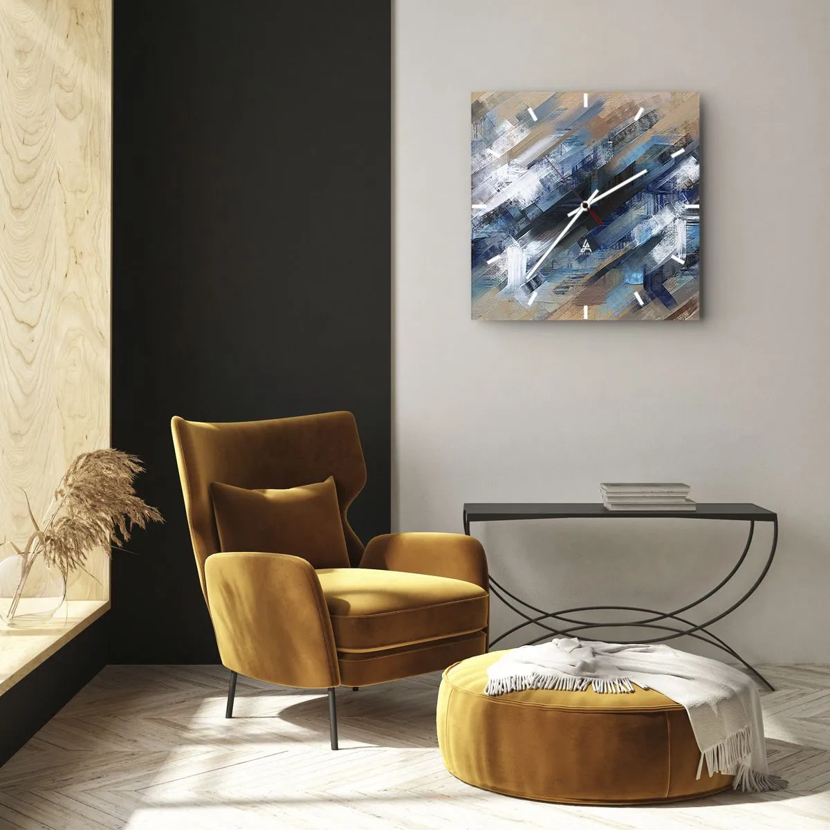 Wall clock - Clock on glass - On the Blue Slant - 40x40 cm