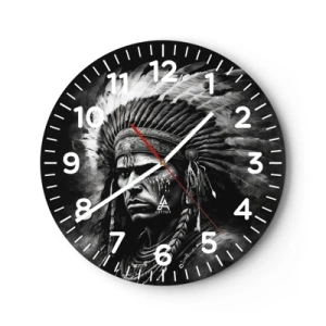 Wall clock - Clock on glass - Chief and Warrior - 30x30 cm