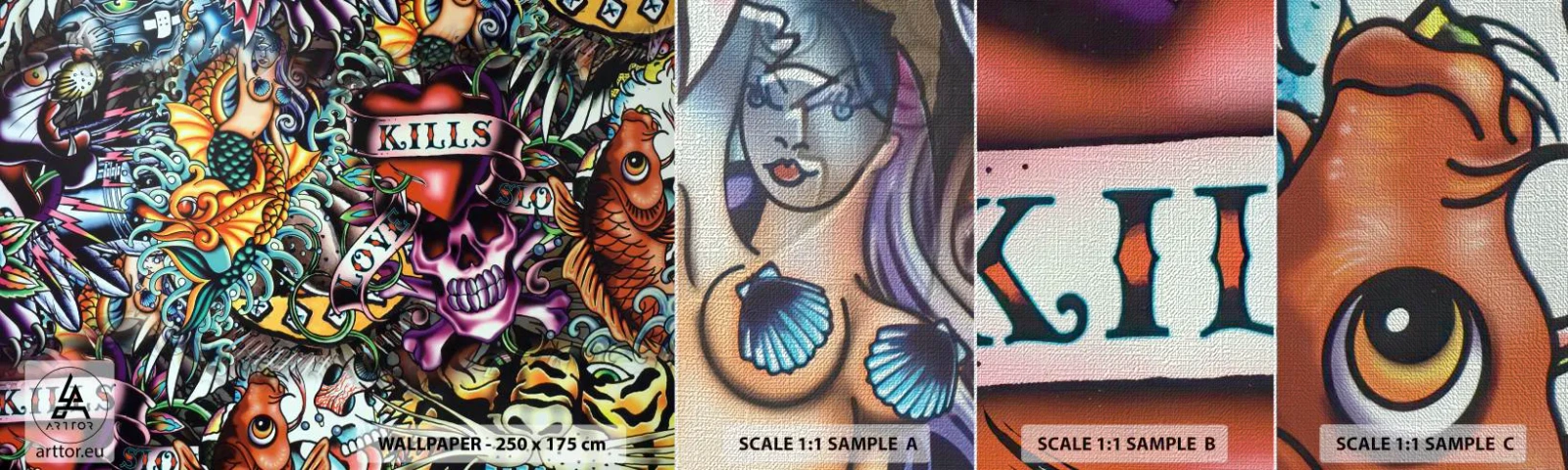 Photo Wallpaper Sample Premium Canvas - Dream of a Tattoo Artist - Graffiti, Mural, Piece - 100x30 cm