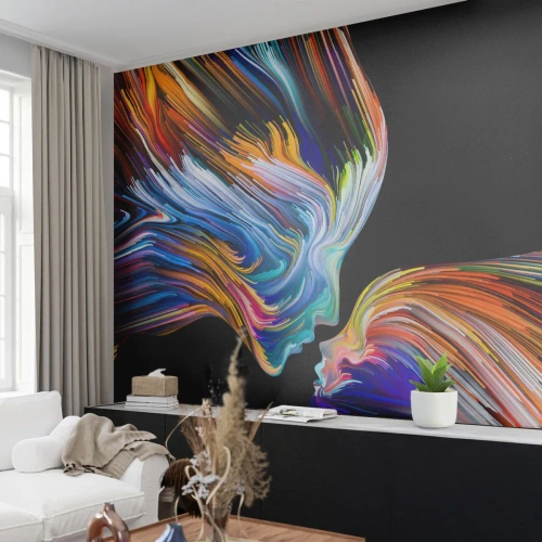 Photo Wallpaper Premium Sand - Fusion of Energy and Light - Abstraction, Woman's Face, Piece - 500x350 cm