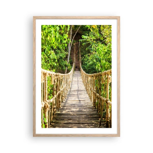 Poster in light oak frame - Suspended in Green - 50x70 cm