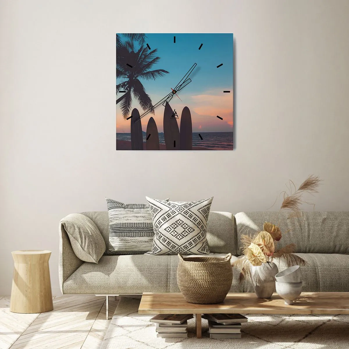 Wall clock - Clock on glass - Tomorrow Will Be Fun Too - 40x40 cm