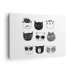 Canvas picture - Stylish cat illustrations in a minimalist style - 70x50cm - Each Is Different All the Same - Modern wall decoration for the living room and bedroom ARTTOR