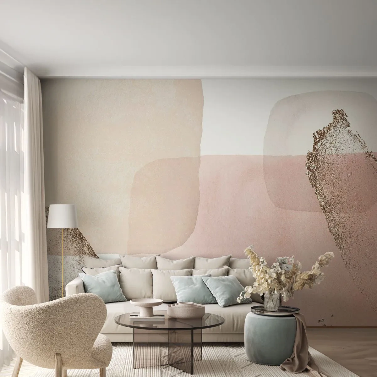 Photo Wallpaper Premium Sand - Look through Colour - Abstraction, Piece, Modern Pattern - 150x105 cm