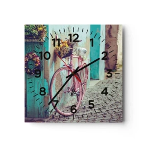 Wall clock - Clock on glass - Be Right Back - 40x40 cm
