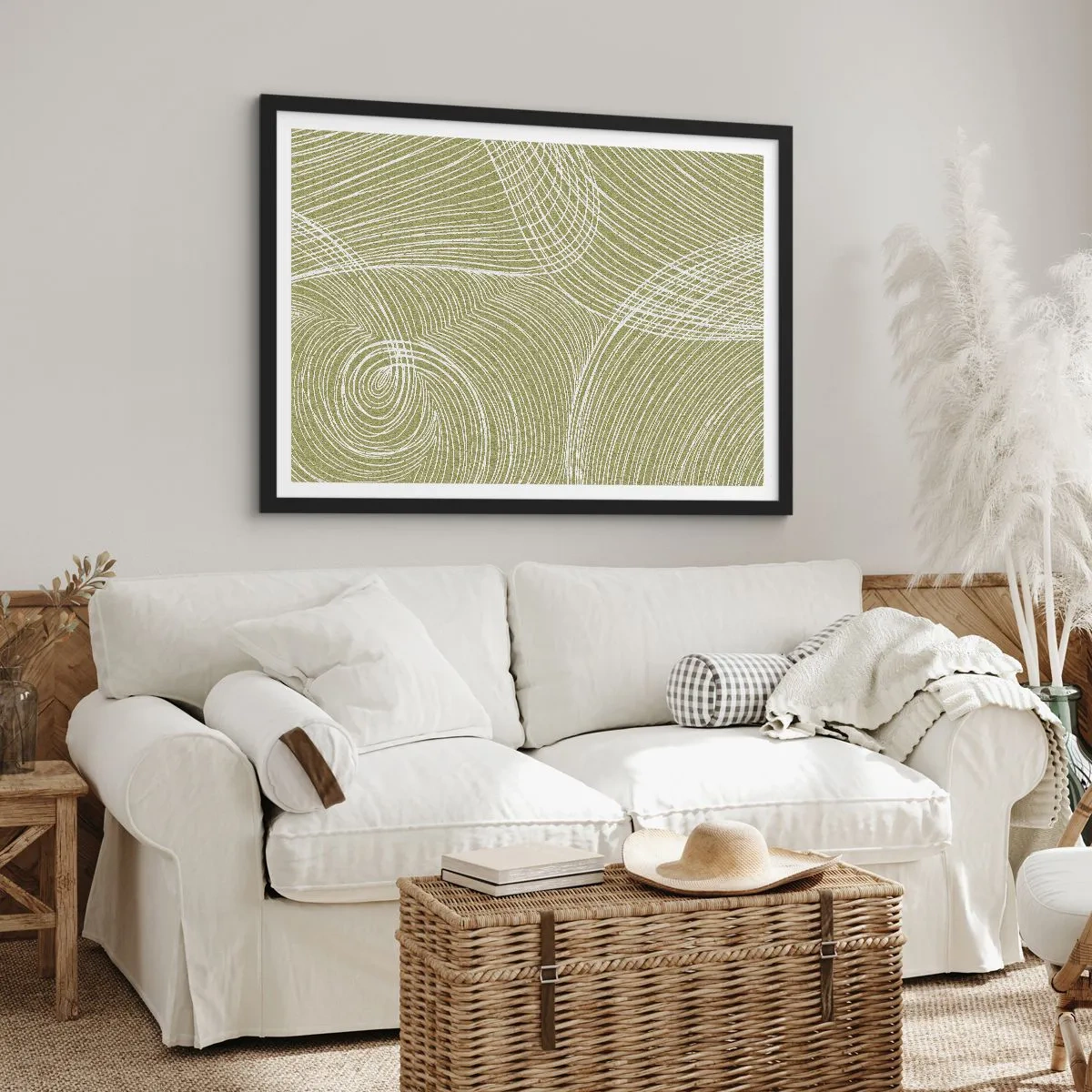 Poster in black frame - Intricate Abstract in White - 40x30 cm