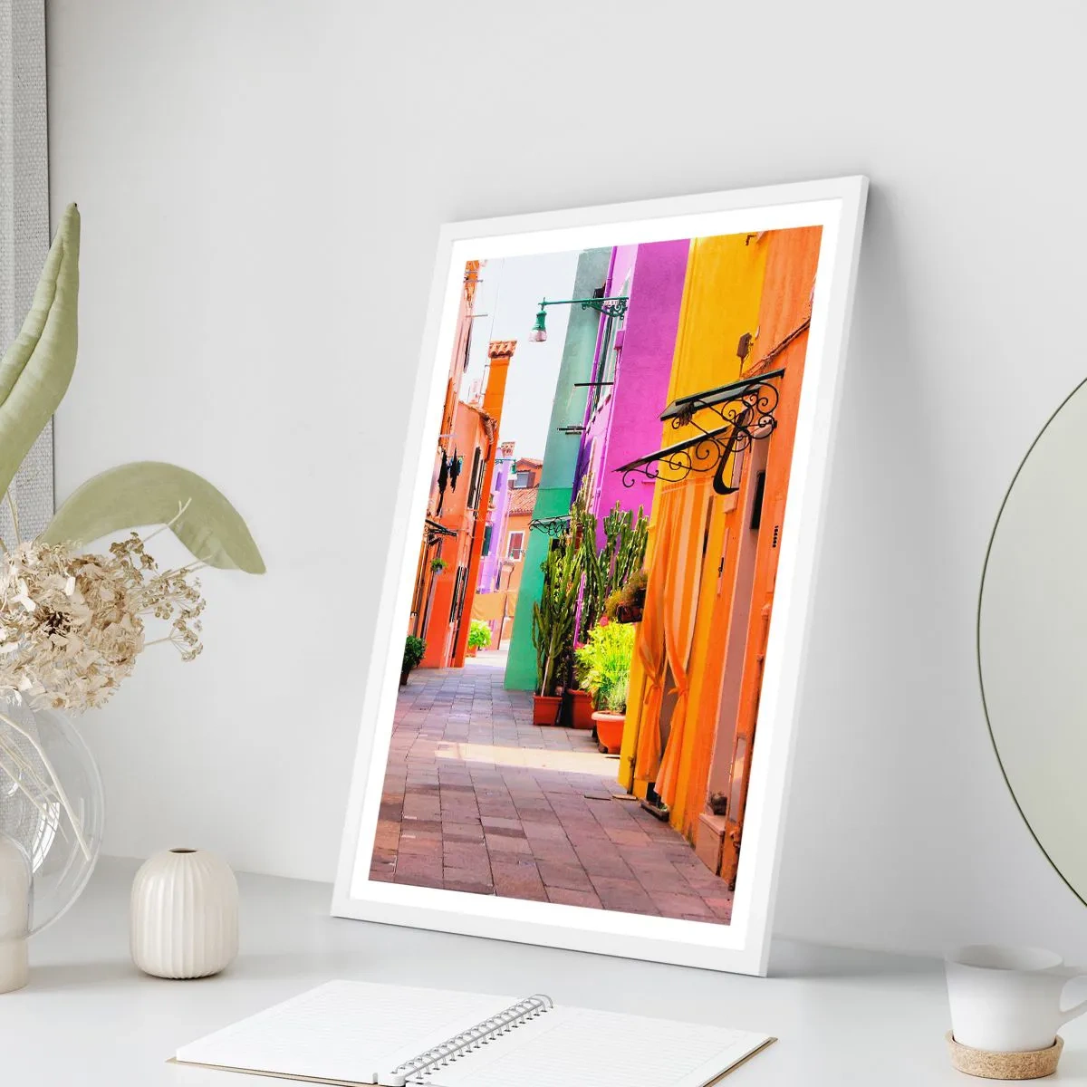 Poster in white frmae - Rainbow Alley - 70x100 cm
