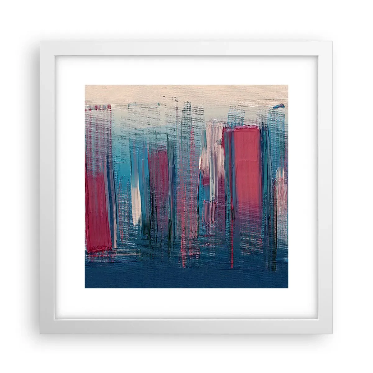 Poster in white frmae - Vertical Composition In Blue And Red - 30x30 cm