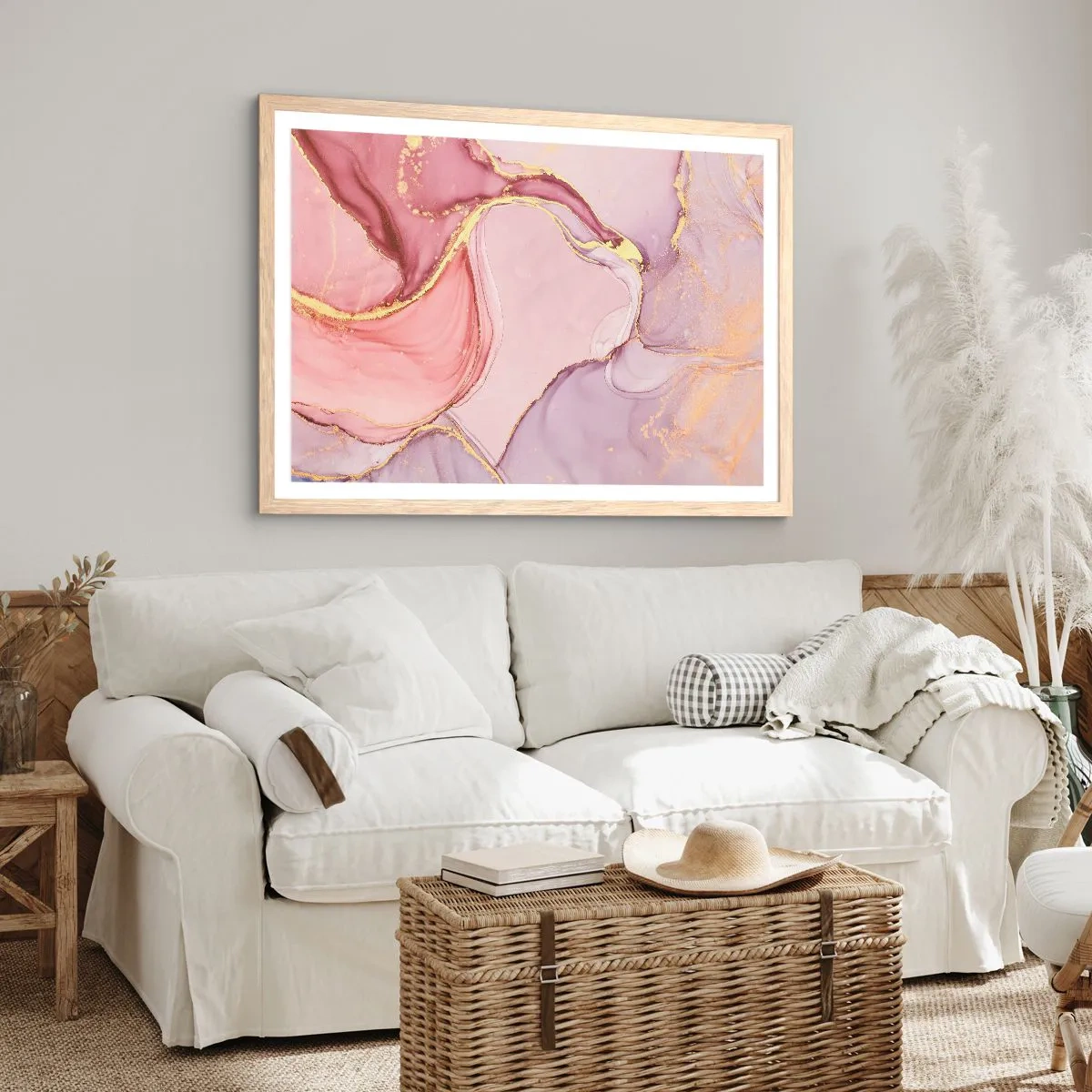 Poster in light oak frame - Caress of Colours - 50x40 cm