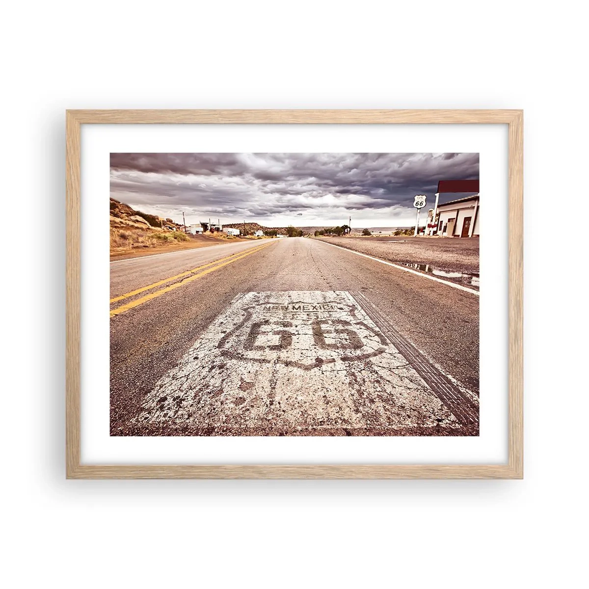 Poster in light oak frame - Mother Road - American Legend - 50x40 cm