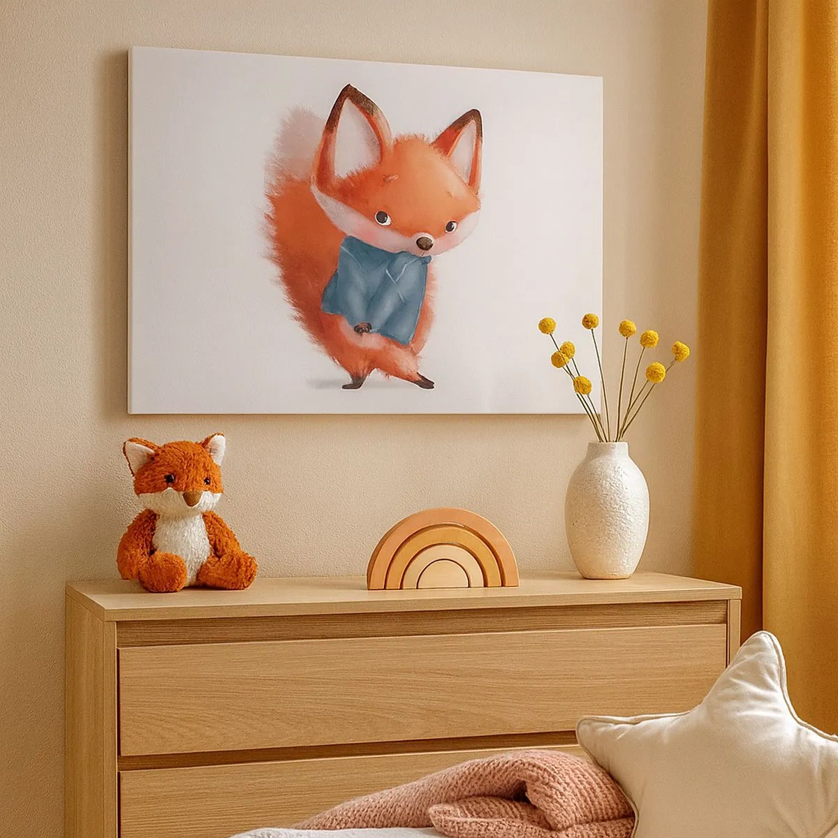 Canvas picture - A cute fox in a blue suit - 70x50cm - Do I Look Good in It? - Modern wall decoration for the living room and bedroom ARTTOR