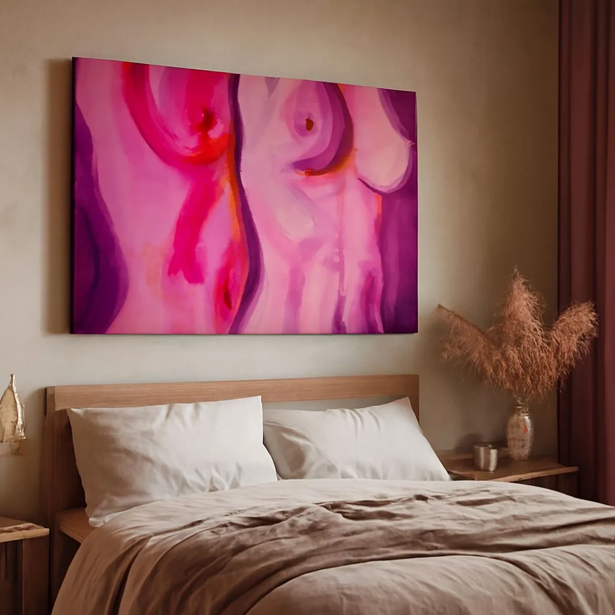 Canvas picture - An abstract interpretation of the female silhouette in pinks and purples. - 70x50cm - Ode to Womanhood - Modern wall decoration for the living room and bedroom ARTTOR