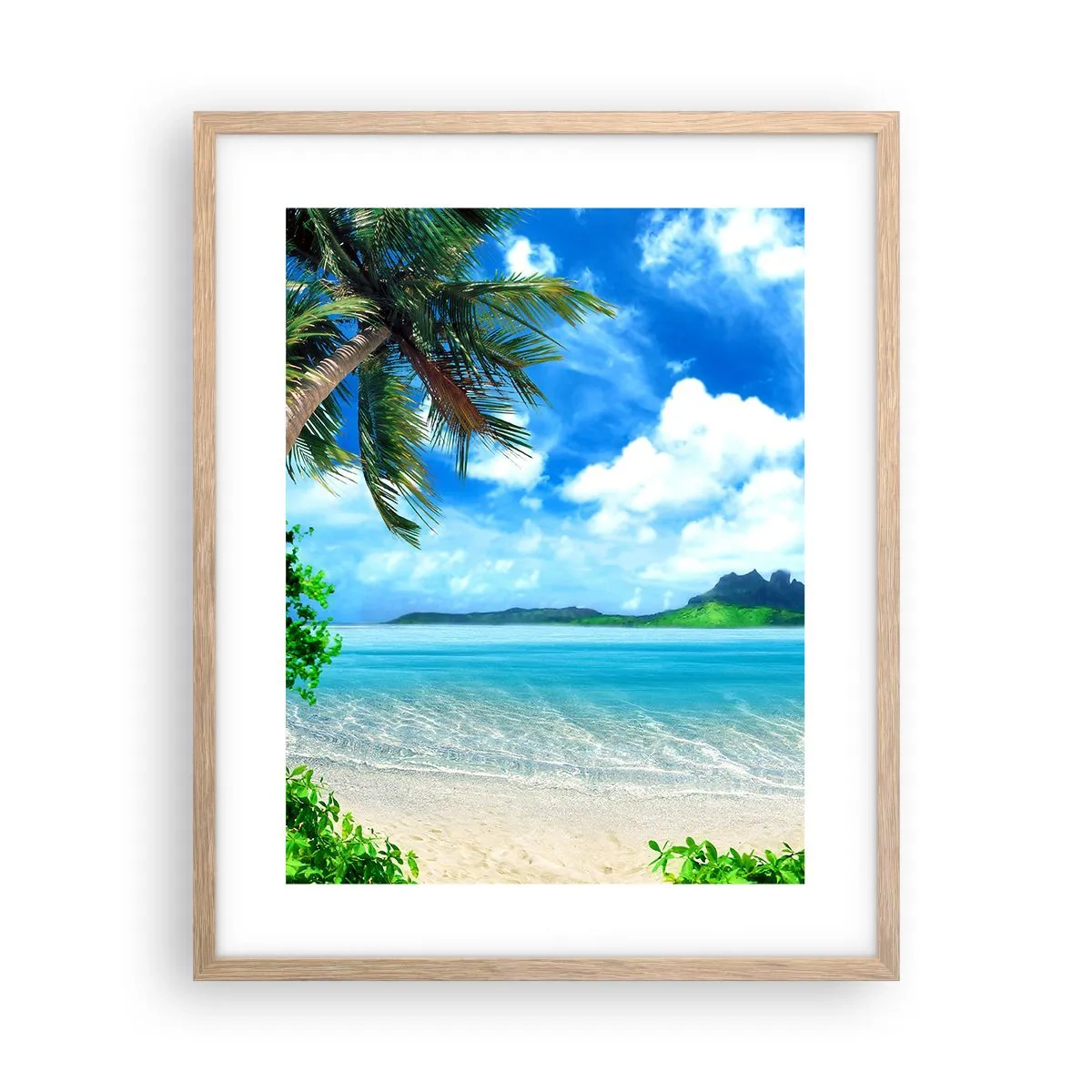 Poster in light oak frame - Blue Tropics - 40x50 cm