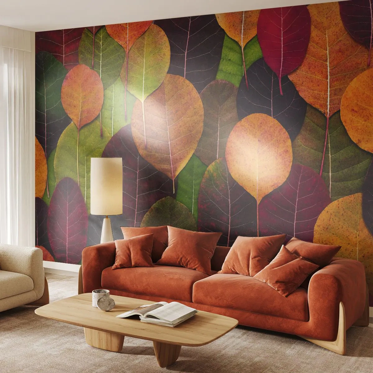 Photo Wallpaper Premium Canvas - Autumn Mosaics - Graphics, Colorful leaves, Piece - 450x315 cm