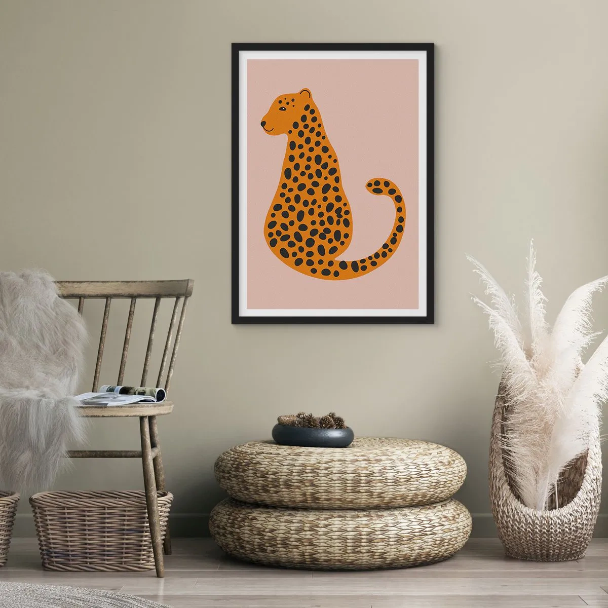 Poster in black frame - Leopard Print Is Fashionable - 40x50 cm