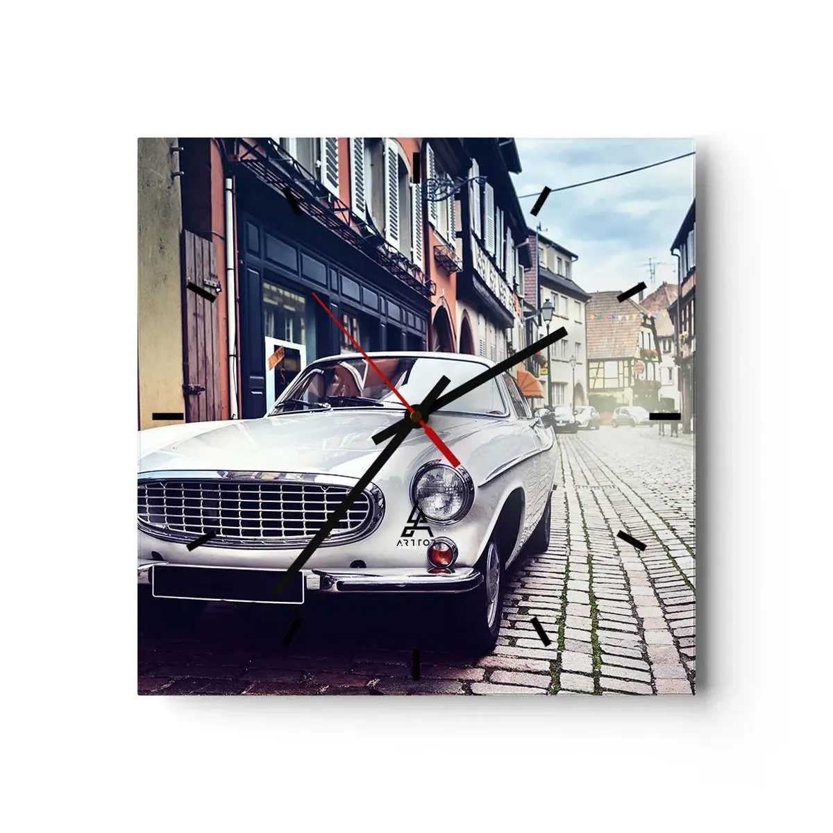 Wall clock - Clock on glass - The Past Is Today - 30x30 cm