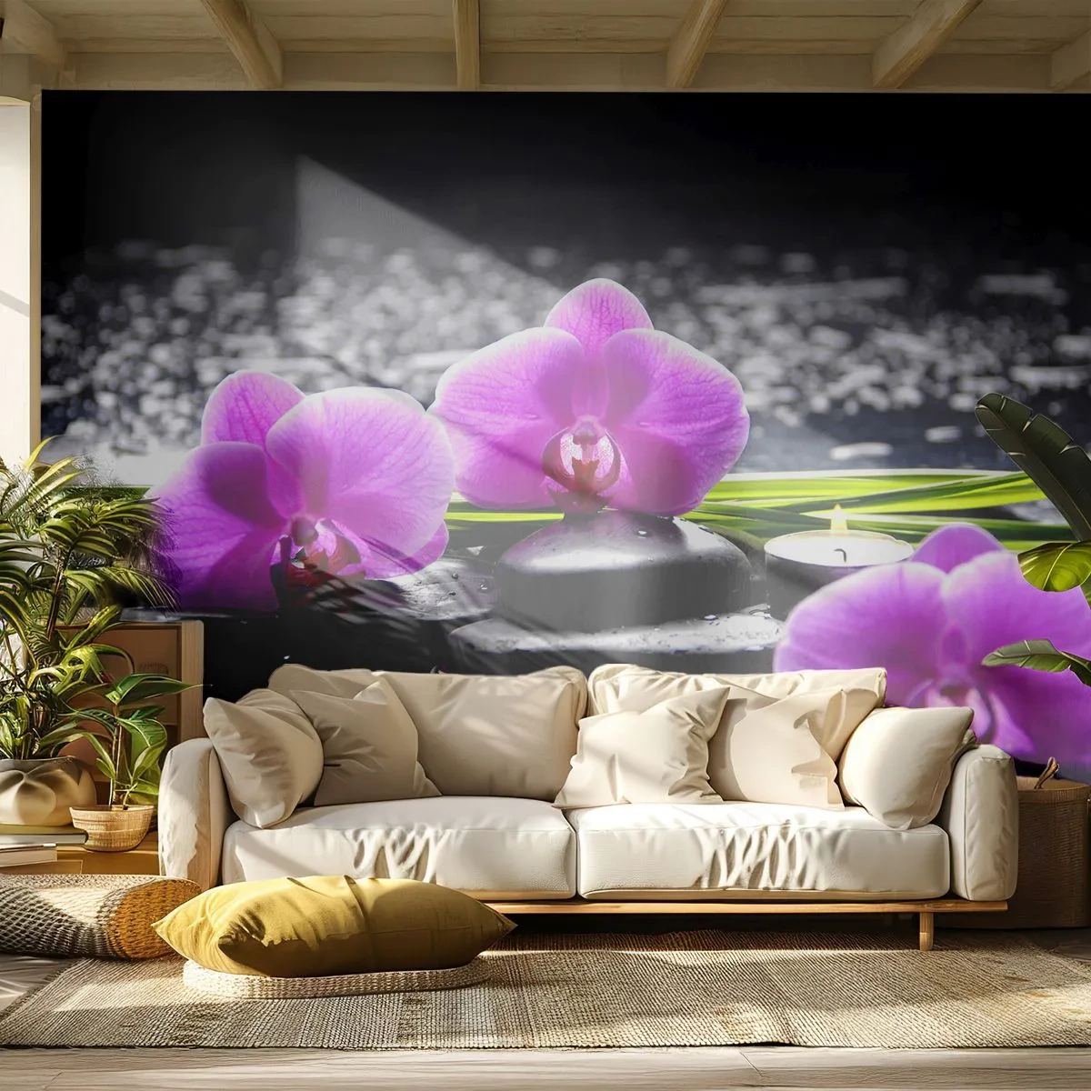 Self-Adhesive Photo Wallpaper Deluxe Sticker - Drowning in Peace and Quiet - Flowers, Orchid, Orchid - 250x175 cm