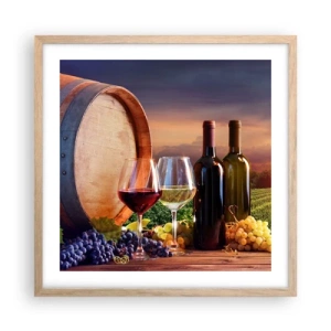 Poster in light oak frame - Here Life Is Full of Flavour - 50x50 cm
