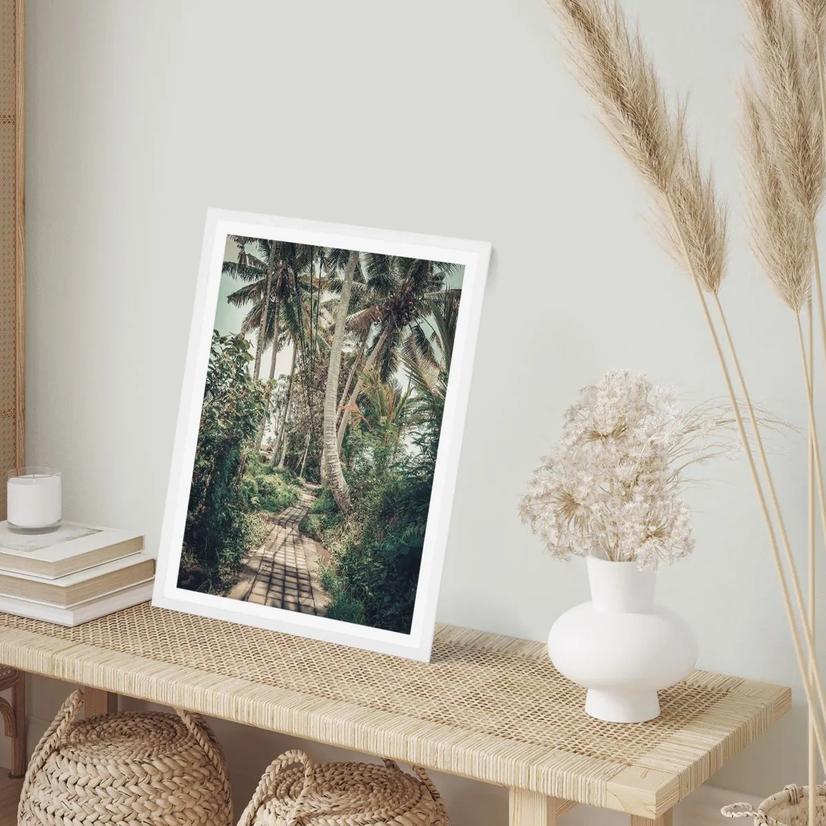 Poster in white frmae - Palmtree Alley - 70x100 cm