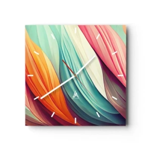 Wall clock - Clock on glass - Rainbow Knot - 30x30 cm