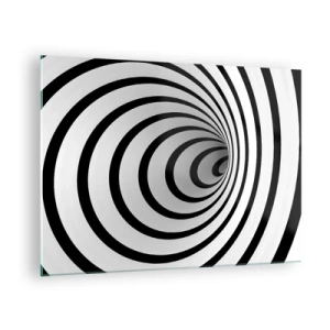 Glass picture - Abstract spiral pattern in black and white - 70x50cm - You also Can't Resist? - Modern wall decoration for the living room and bedroom ARTTOR