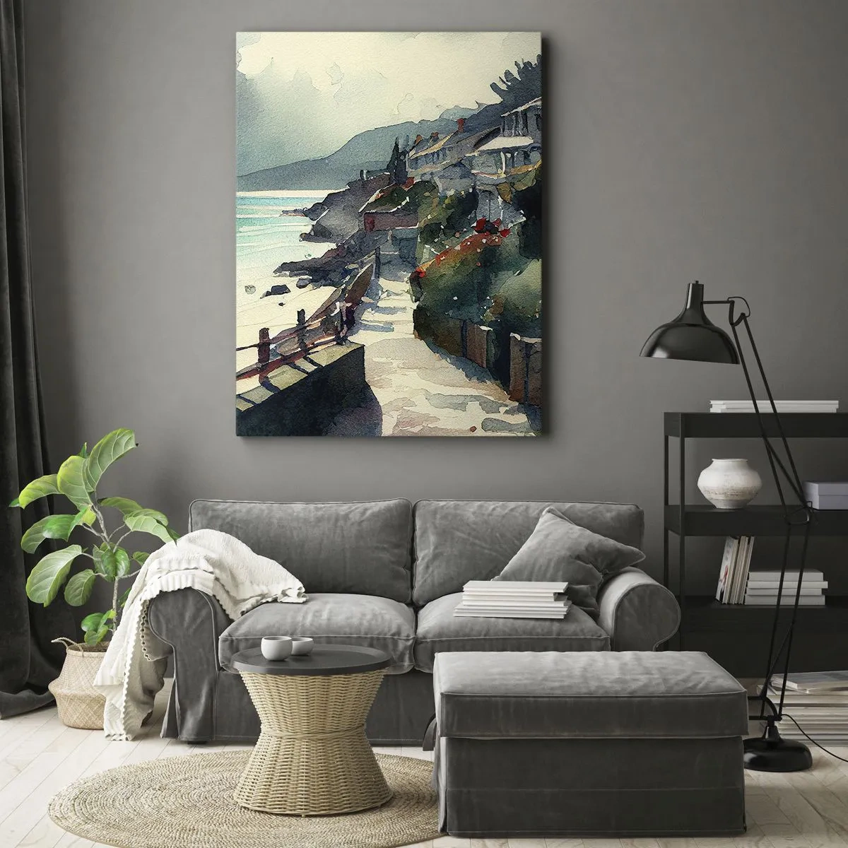 Canvas picture - Mediterranean Town - 45x80 cm