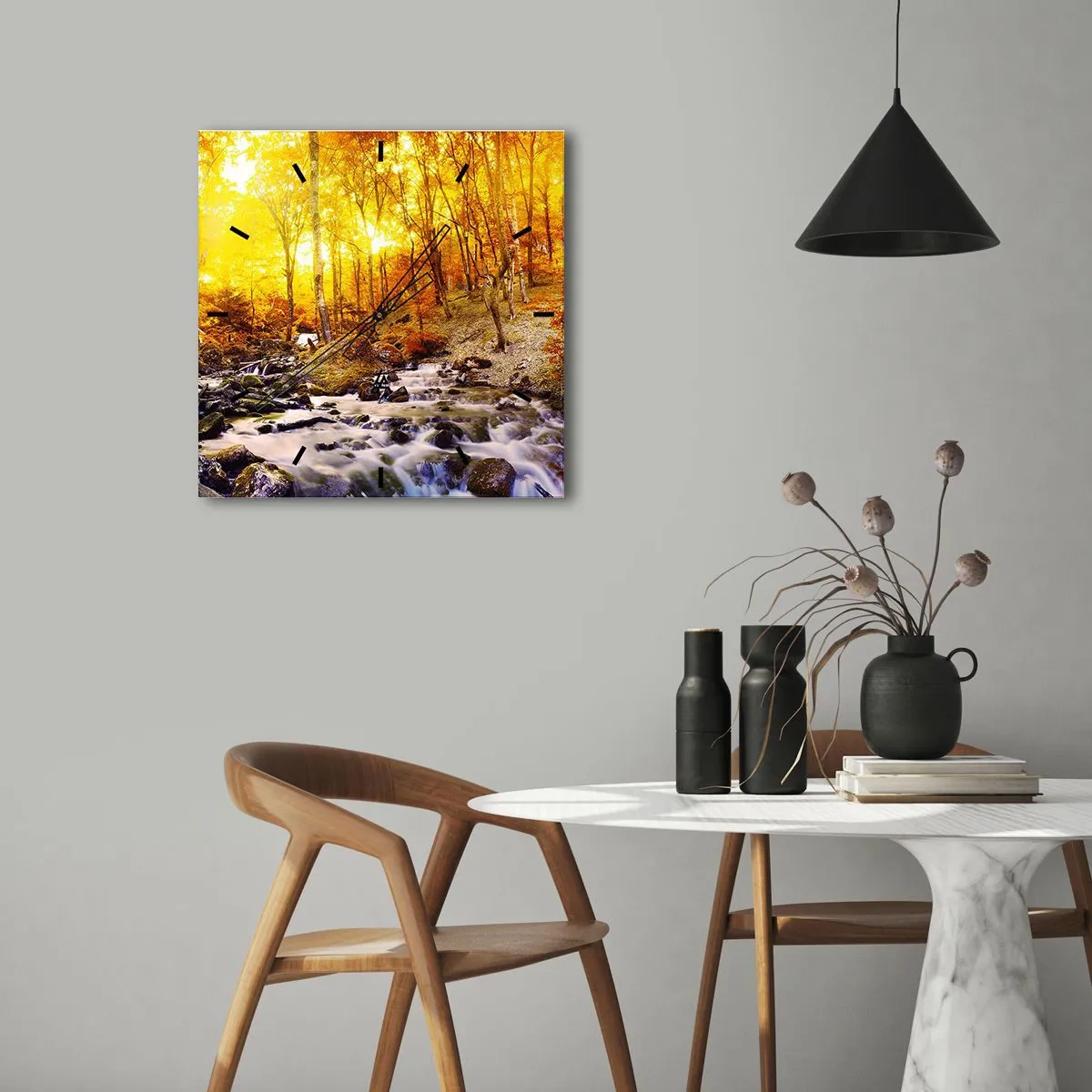 Wall clock - Clock on glass - Stones Set in Gold and Platinum - 30x30 cm