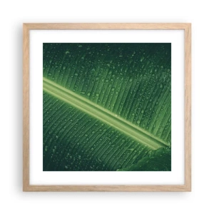 Poster in light oak frame - Structure of Green - 40x40 cm