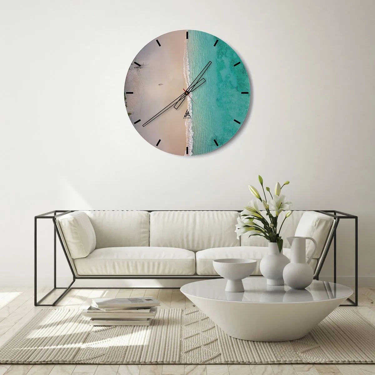 Wall clock - Clock on glass - Paradise Beach - 30x30 cm