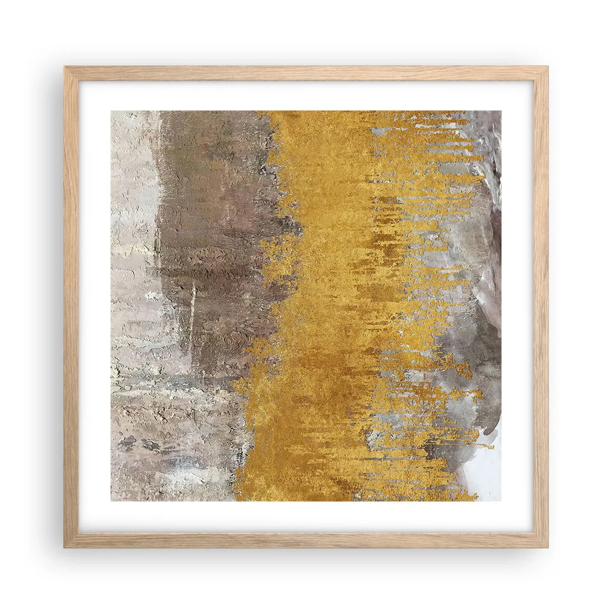 Poster in light oak frame - Golden Blast - 50x50 cm