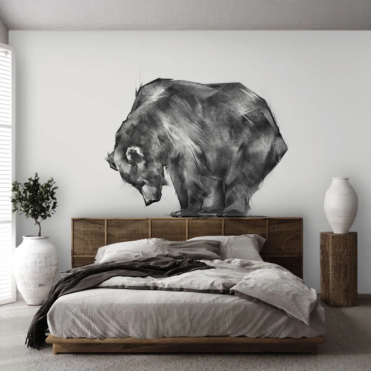 Photo Wallpaper Premium Canvas - Nice to See Someone Close - Abstraction, Polar bear, Nature - 300x210 cm